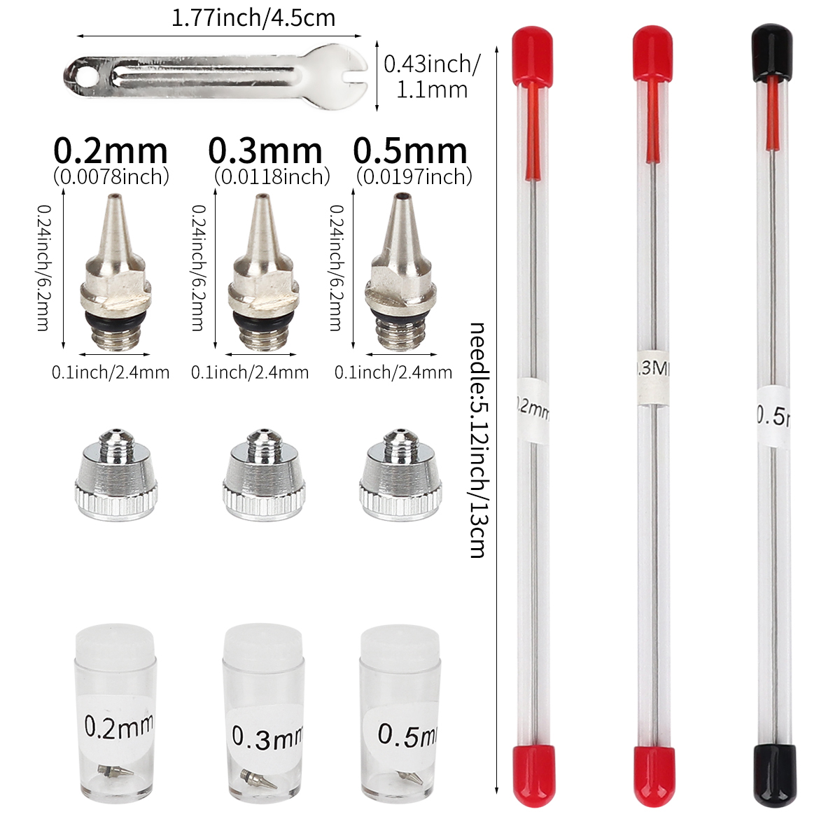 Airbrush Kit With Mini Compressor - Juego de 3 uds de boquilla