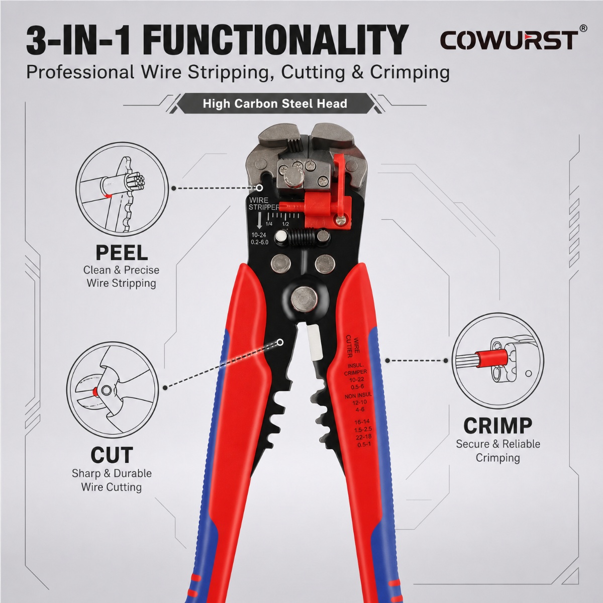 Automatic Wire Stripper Cutter - Alicates Multifuncionales 3 en 1 para