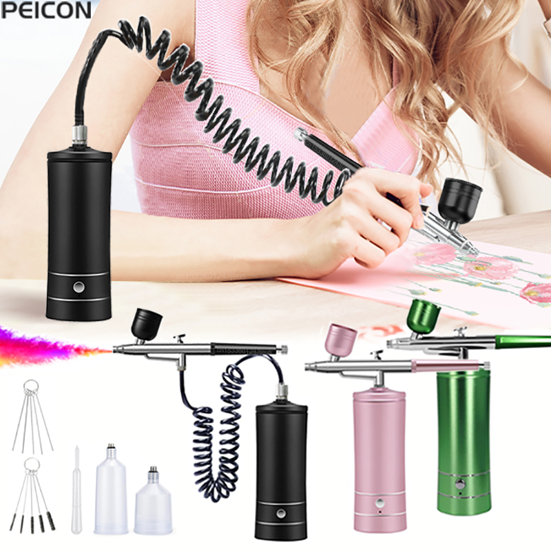 Airbrush Kit With Mini Compressor - Aerógrafo de pintura con compresor, minipistola