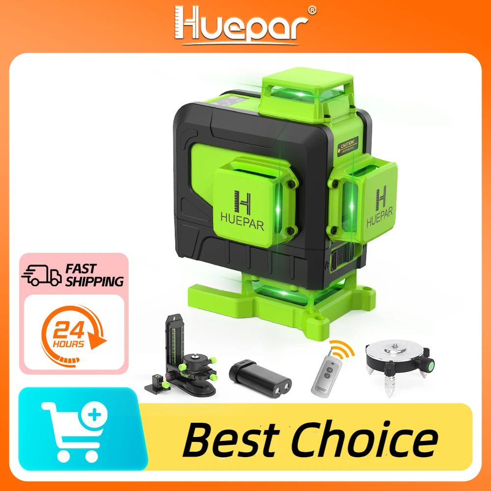 Laser Level 16 Lines 4D Green - Huepar-Nivel láser 4D de 16 líneas,
