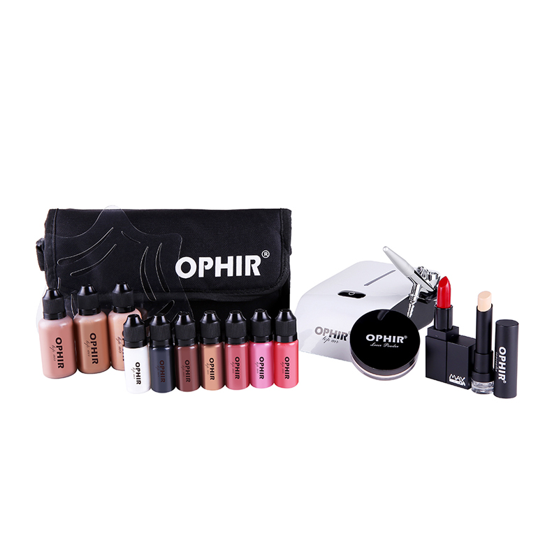 Airbrush Kit With Mini Compressor - OPHIR-Juego de maquillaje profesional, Kit de