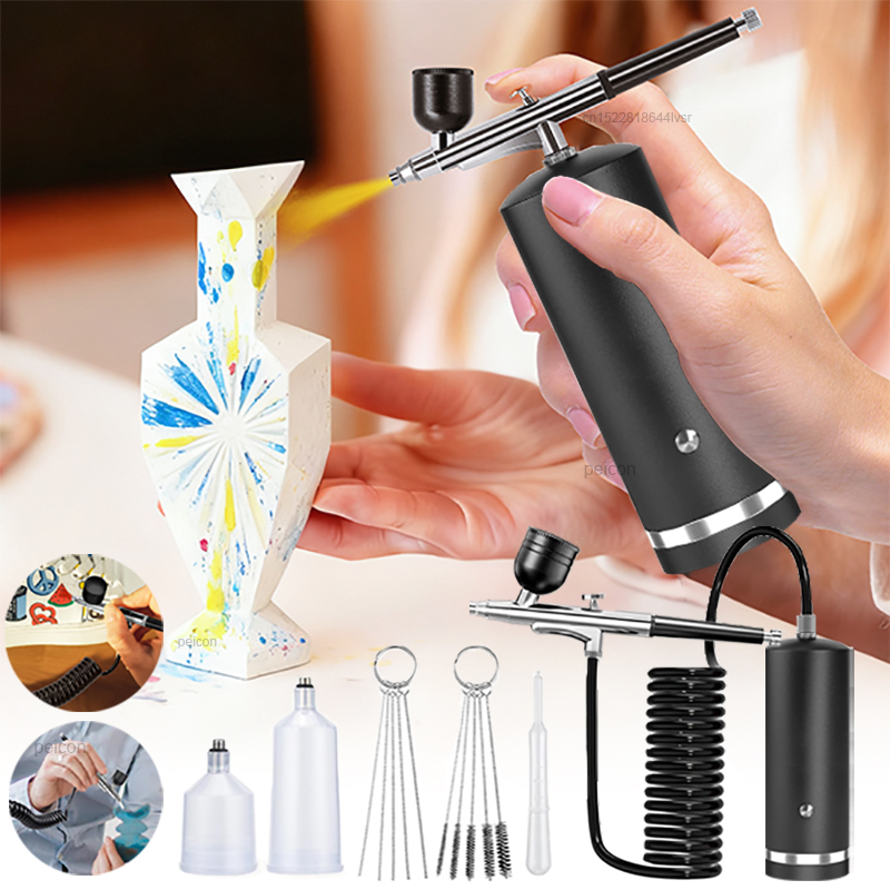 Airbrush Kit With Mini Compressor - Aerógrafo con Compresor, Pistola de Pintura,