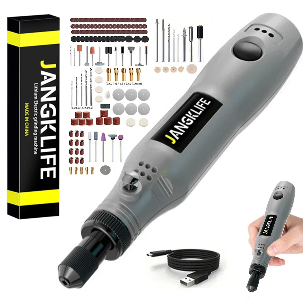 Cordless Rotary Tool Kit Accessories - JANGKLIFE-Kit de herramientas rotativas inalámbricas USB,