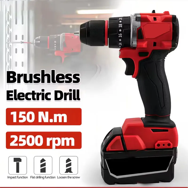 Brushless Cordless Electric Drill 18V - Taladro de impacto eléctrico sin escobillas