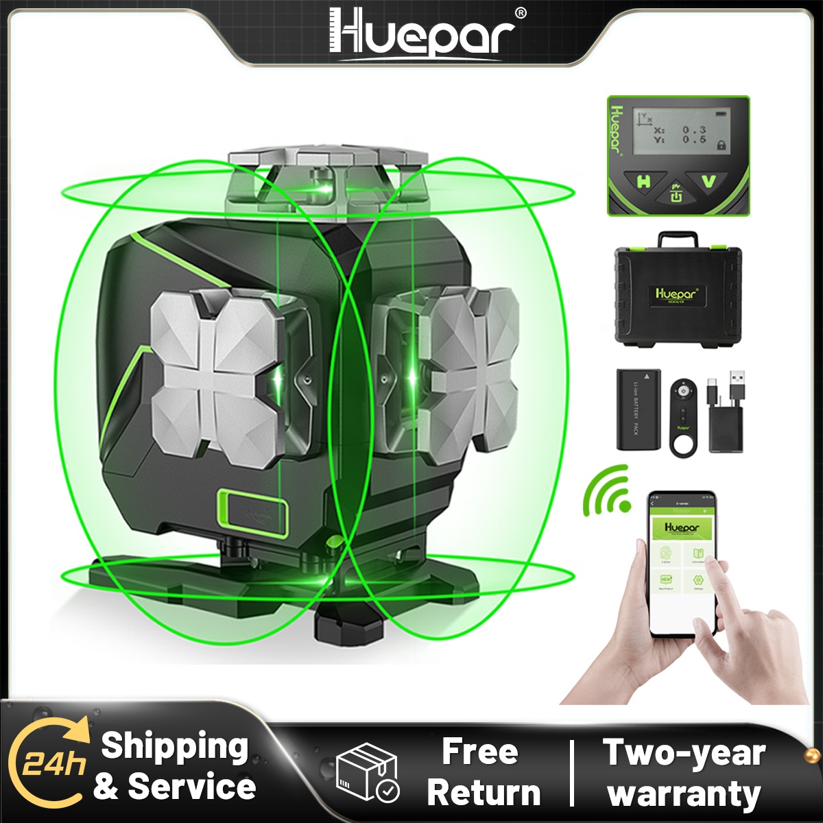 Nivel Láser Huepar S04CG-A de  - Laser Level 16 Lines 4D Green reseña y precio