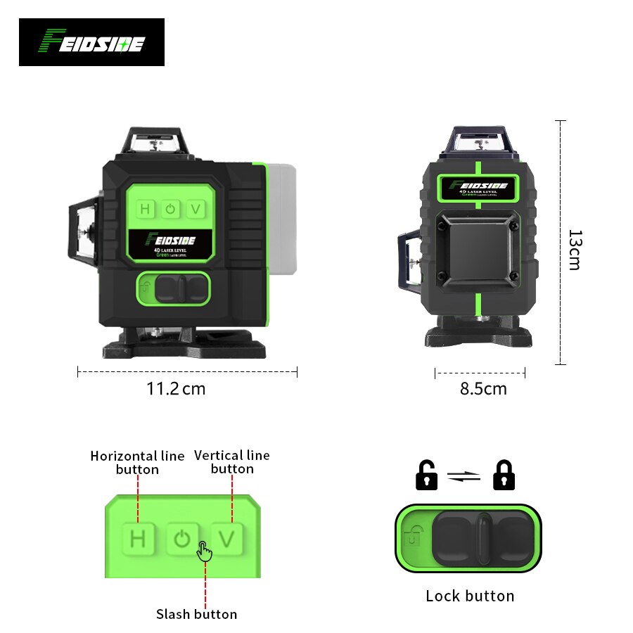 FeidsiDE 16/12 líneas 4D/3D ni - Laser Level 16 Lines 4D Green reseña y precio