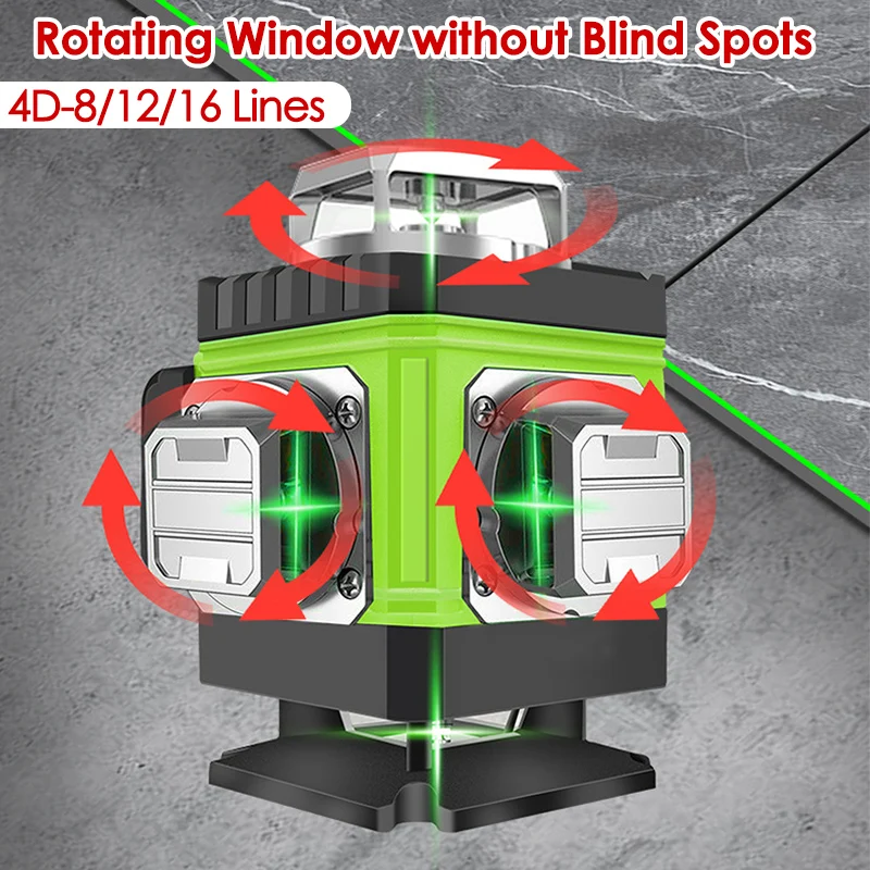 Nivel láser de 8/12/16 líneas, - Laser Level 16 Lines 4D Green reseña y precio
