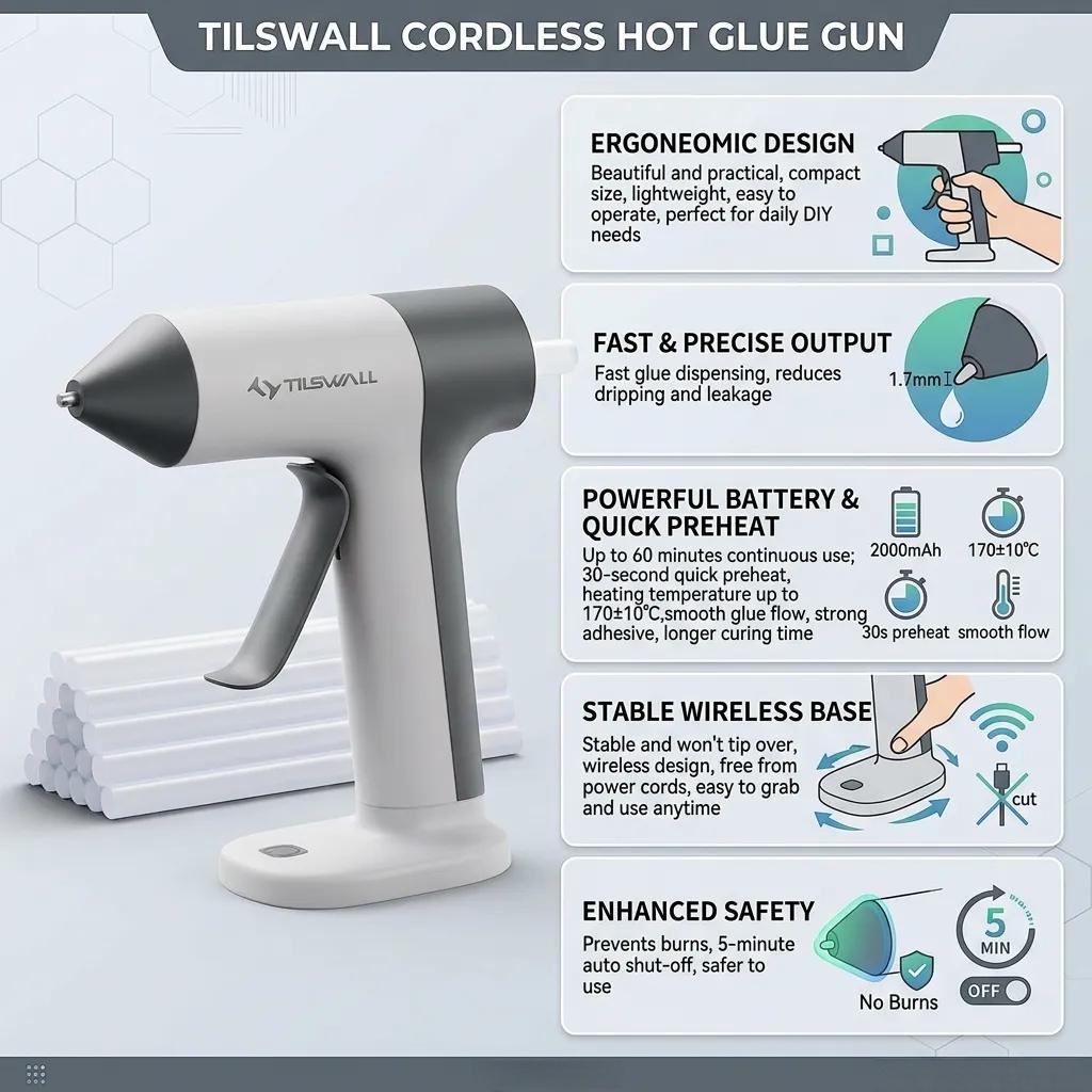 Pistola de pegamento caliente  - Hot Melt Glue Gun Cordless reseña y precio