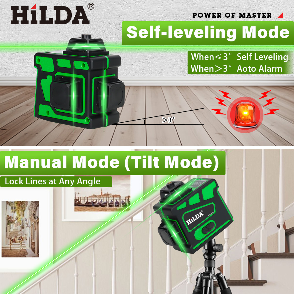 Nivel Láser HILDA 16/12 Líneas - Laser Level 16 Lines 4D Green reseña y precio