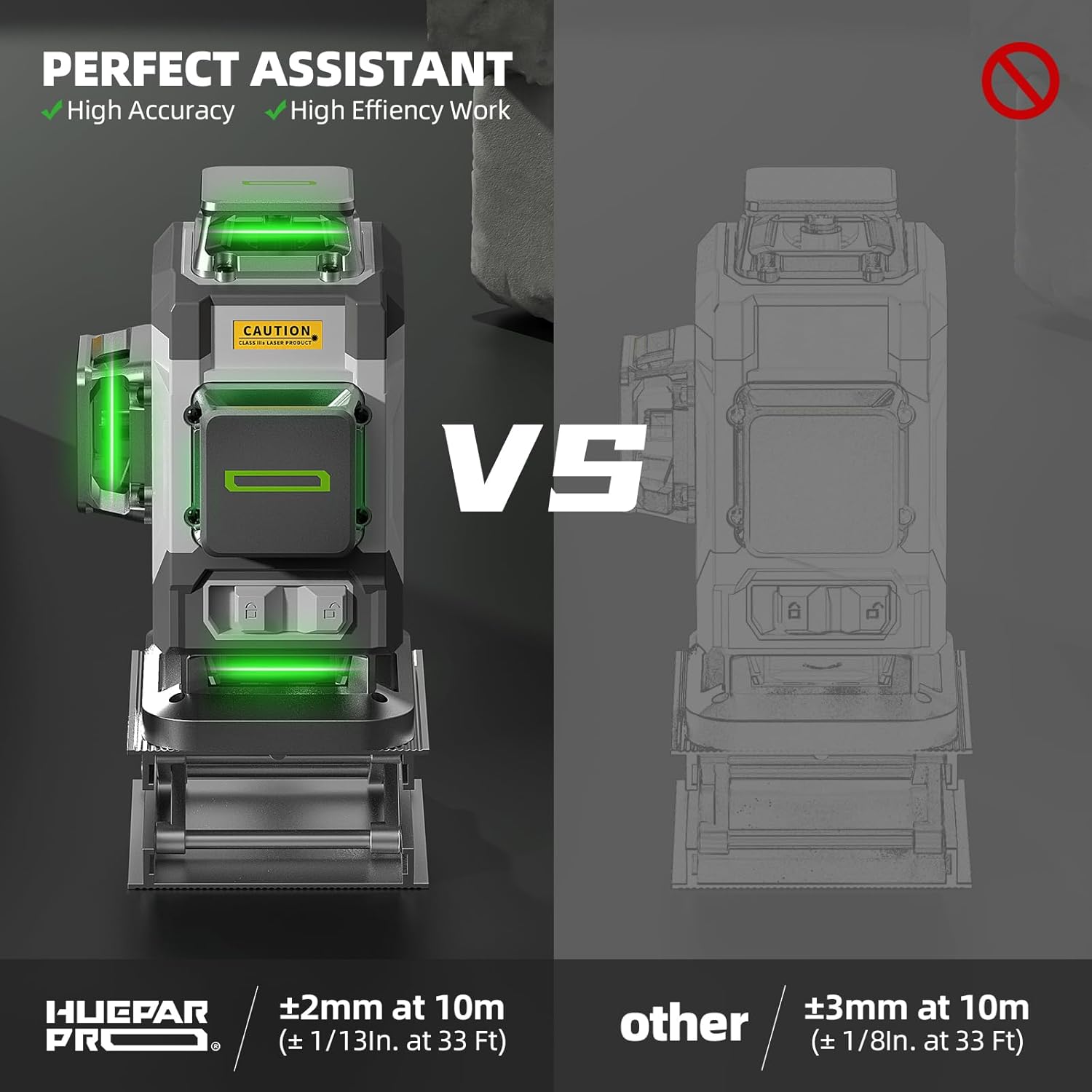 Huepar-Nivel láser profesional - Laser Level 16 Lines 4D Green reseña y precio