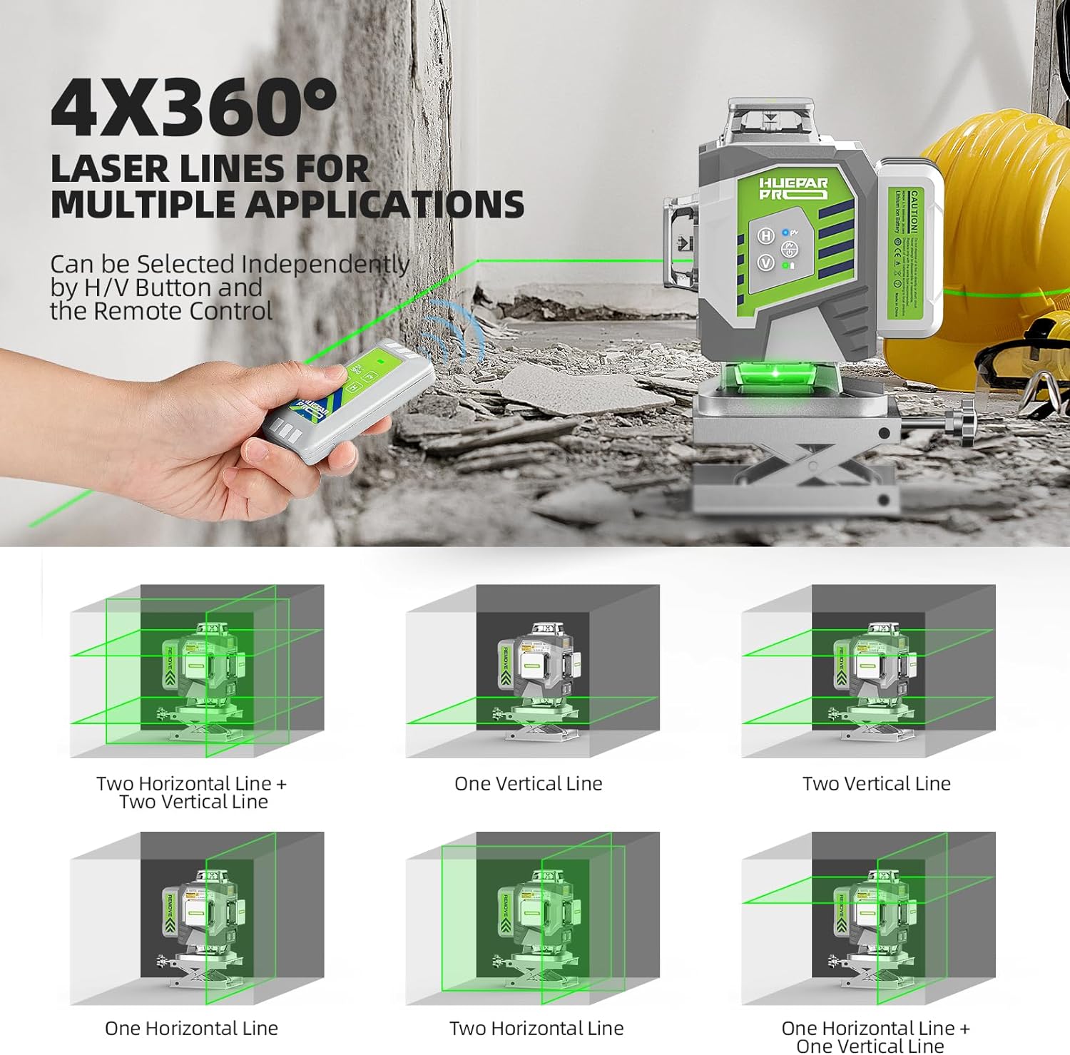 Huepar-Nivel láser profesional - Laser Level 16 Lines 4D Green reseña y precio